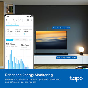 Tapo P110M Mini Smart Wi-Fi Plug with Energy Monitoring | Matter Certified | Works with Apple Home, Alexa & Google | 13A | Schedule & Auto-Off Timer
