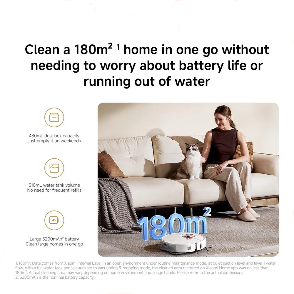 Xiaomi S40 Pro Robot Vacuum 15000 PA Suction 4 Modes Dual Rotary Mop Pad Edge Cleaning Carpet Detect