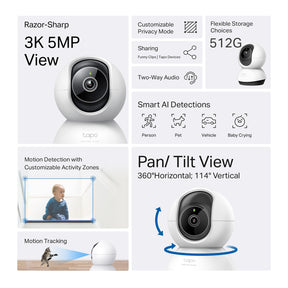 TAPO TC74 Pan/Tilt AI Home Security Wi-Fi Camera