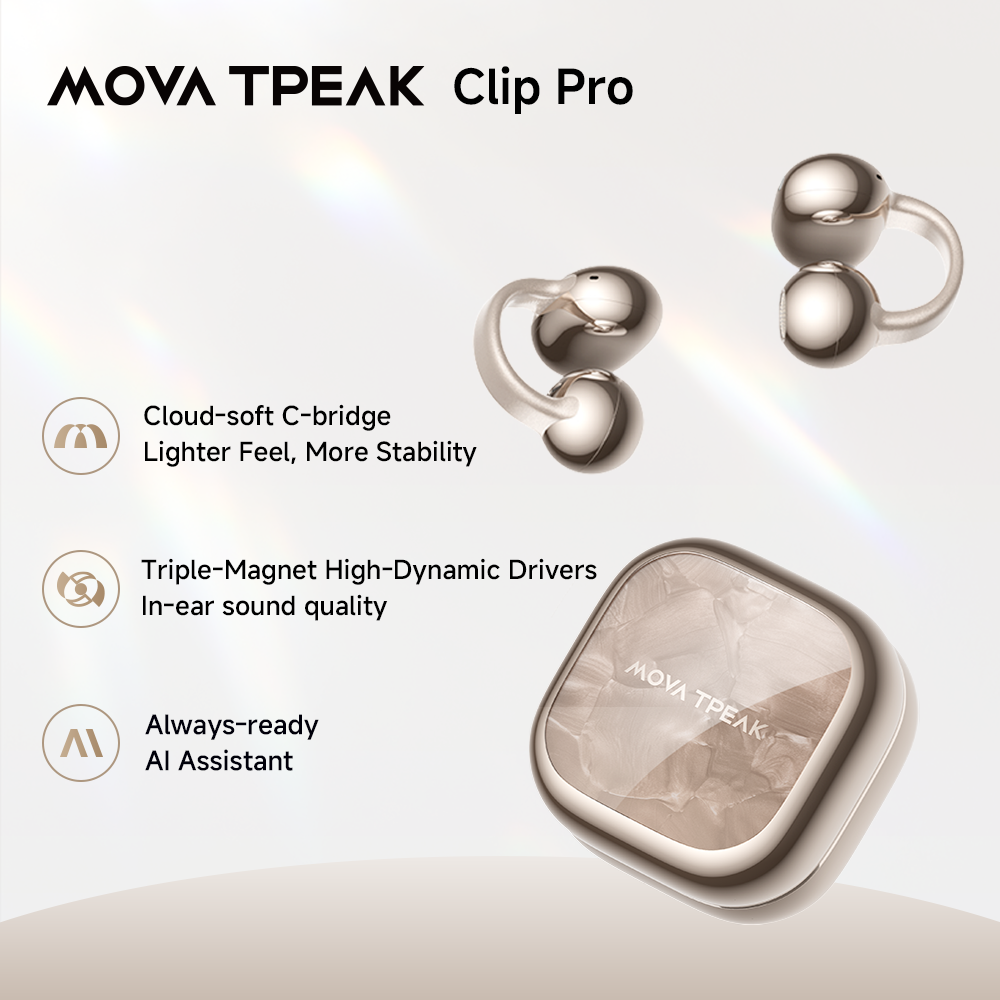 Mova MA2001 Tpeak Clip Pro Earbuds | AI Assistant | AI Noise Cancellation | Real-Time Translation