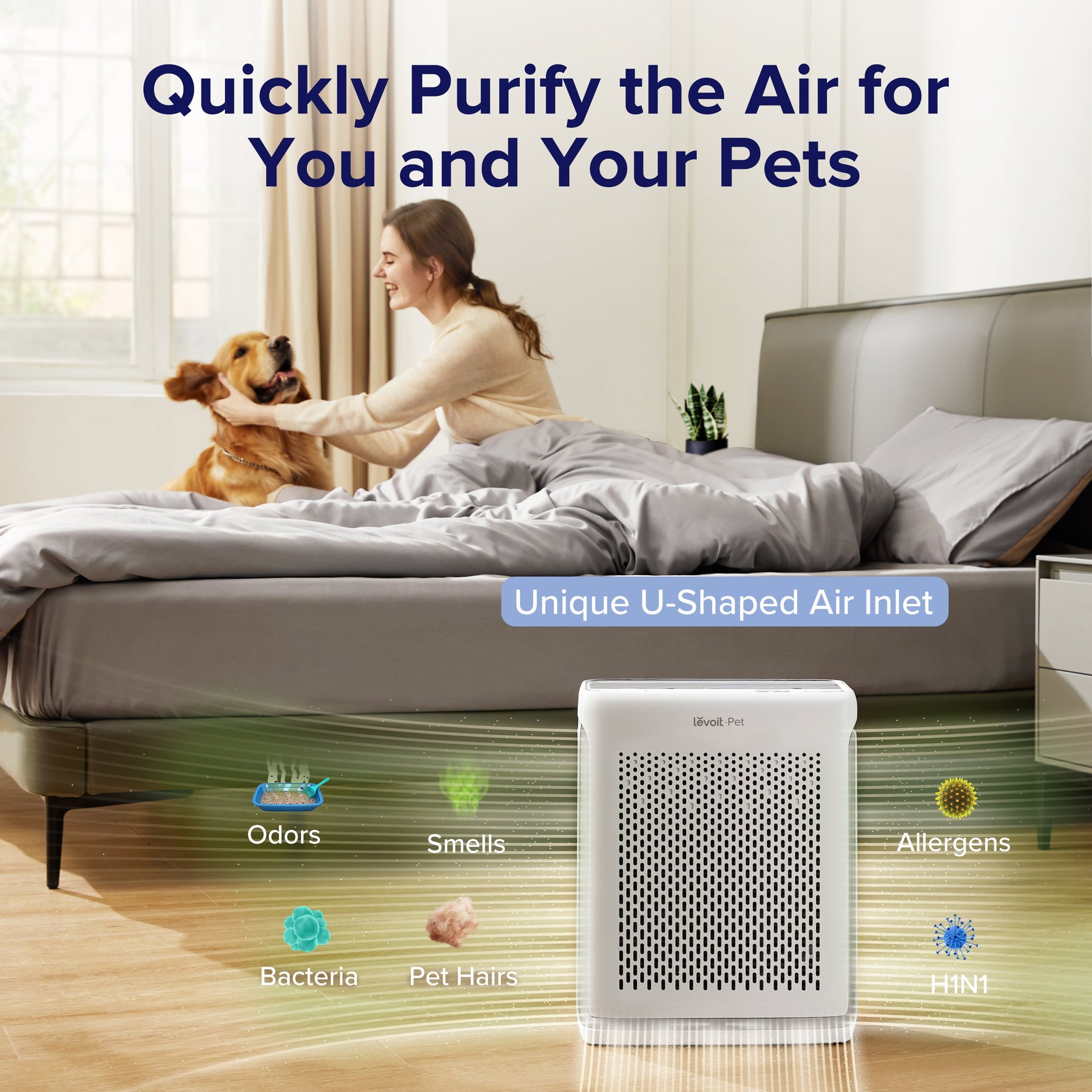 Levoit Vital 100s / 200s Pet Friendly H13 True HEPA Smart Air Purifier | Pet Mode | Odor Elimination | Medium Room