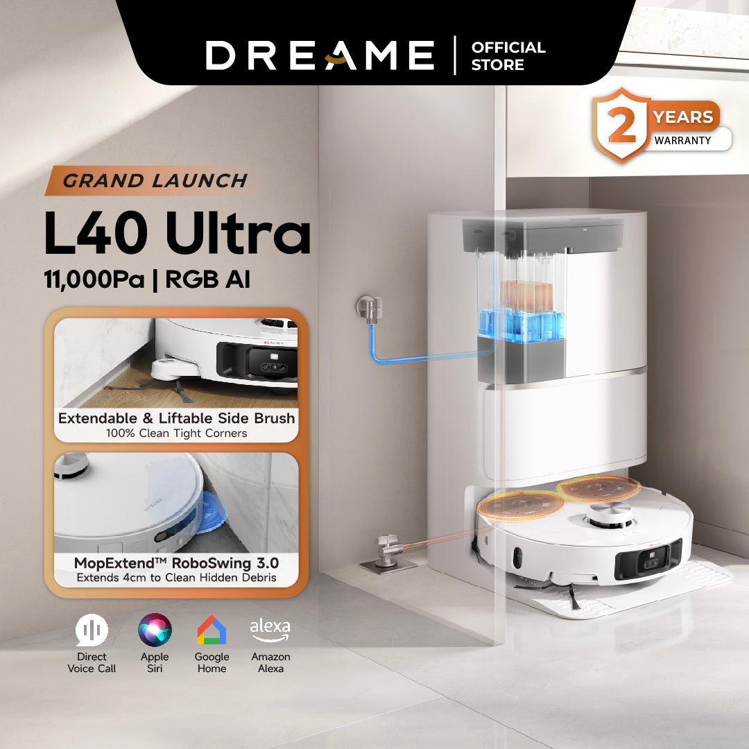 【NEW LAUNCH】Dreame L40 Ultra Robot Vacuum | 11,000Pa Suction Power | Extendable Side Brush & Mop Swing | Anti-Tangle