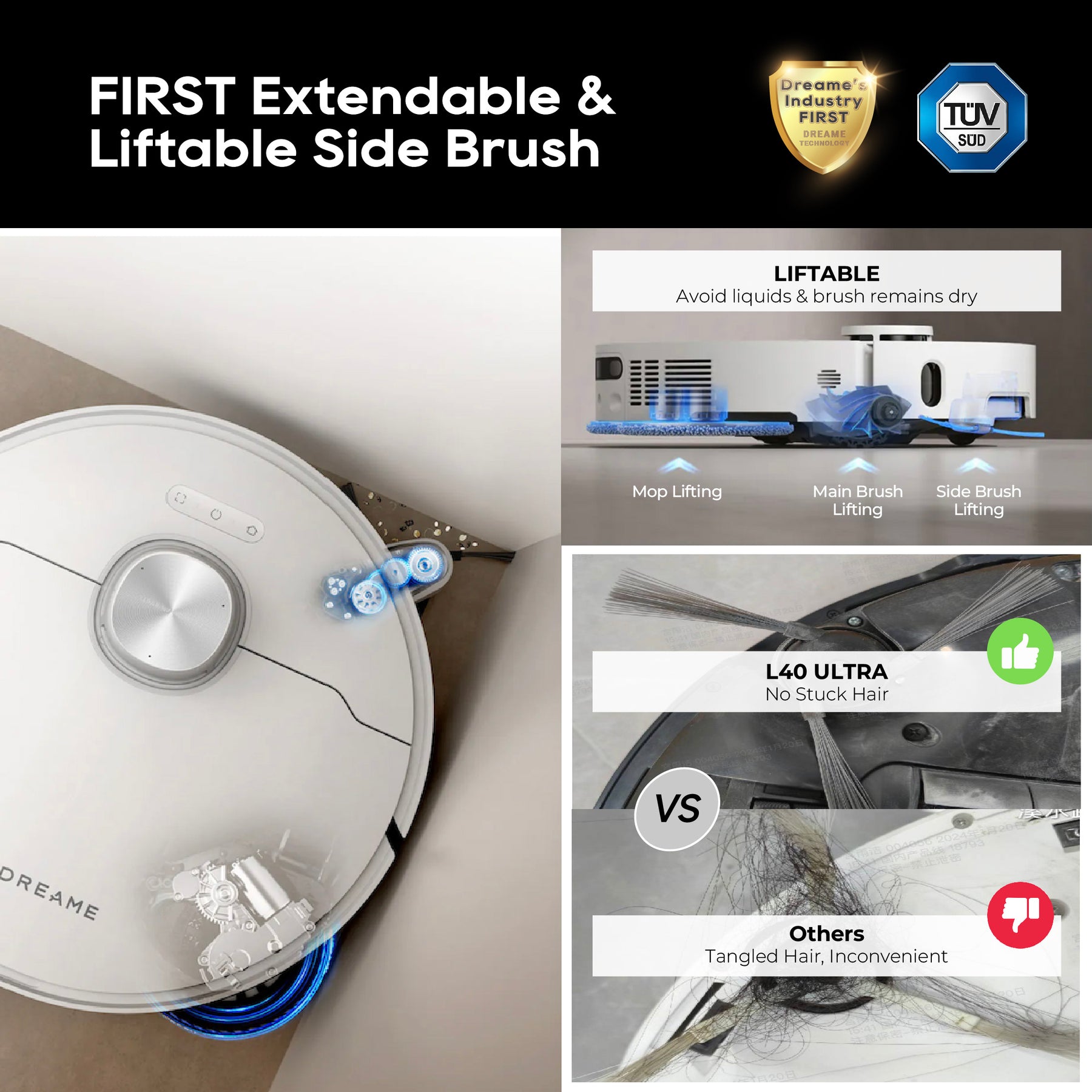 【NEW LAUNCH】Dreame L40 Ultra Robot Vacuum | 11,000Pa Suction Power | Extendable Side Brush & Mop Swing | Anti-Tangle