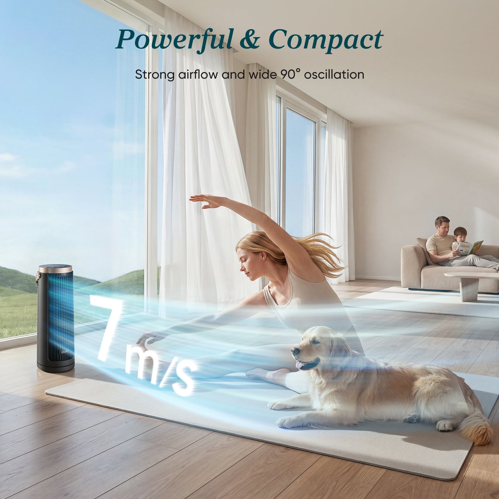 Levoit Windi Mini Pro Cordless Lightweight Portable Tower Fan