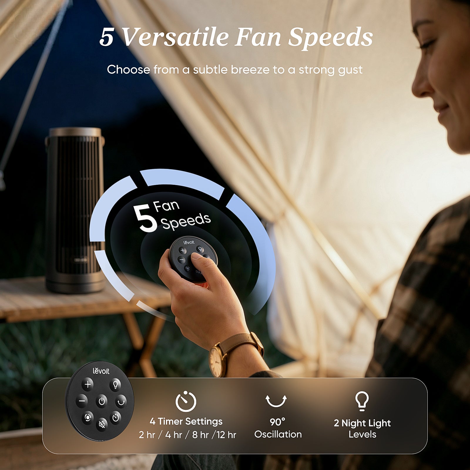 Levoit Windi Mini Pro Cordless Lightweight Portable Tower Fan