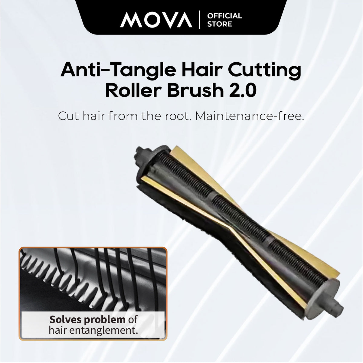 Mova TriCut Brush for E30 Ultra Robot Vacuum Cleaner | Anti-Tangle Hair Cutting Brush 2.0