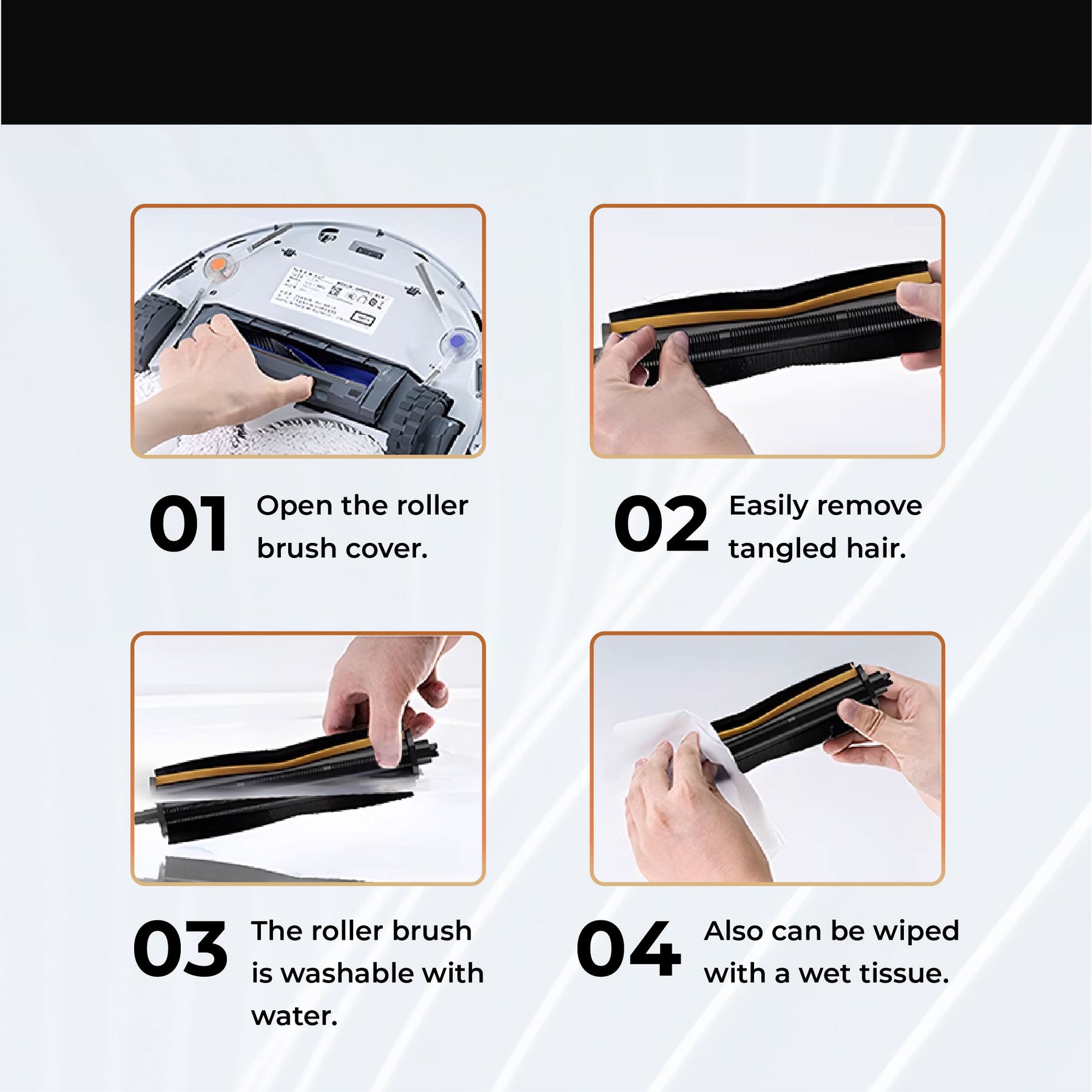 Mova TriCut Brush for E30 Ultra Robot Vacuum Cleaner | Anti-Tangle Hair Cutting Brush 2.0