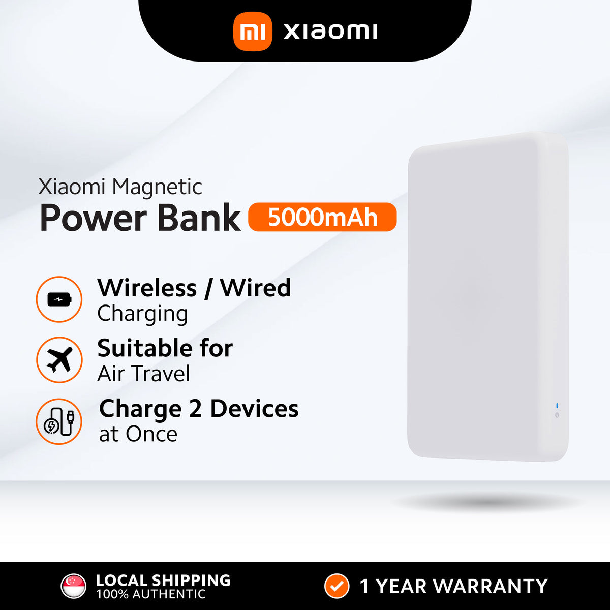 Xiaomi Magnetic Compact Power Bank 5000mAh MagSafe Wired / Wireless Two Way Fast Charge Multiple Devices
