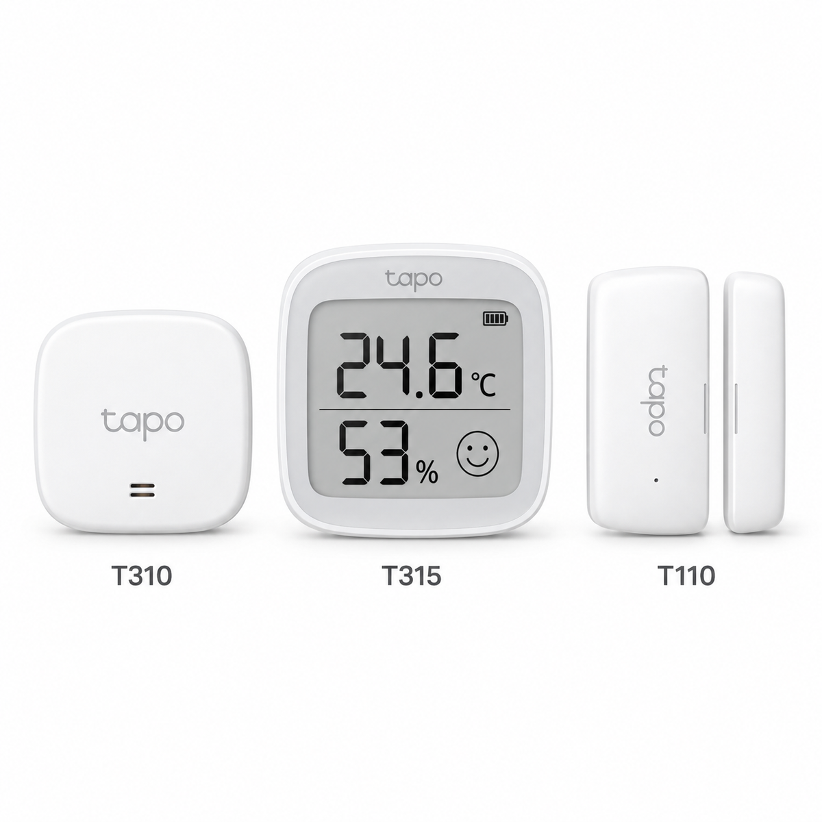 Tapo Smart Home Sensors – T110 Contact Sensor / T310 Temperature & Humidity Sensor / T315 Temperature & Humidity Monitor with E-Ink Display | Tapo Hub Required