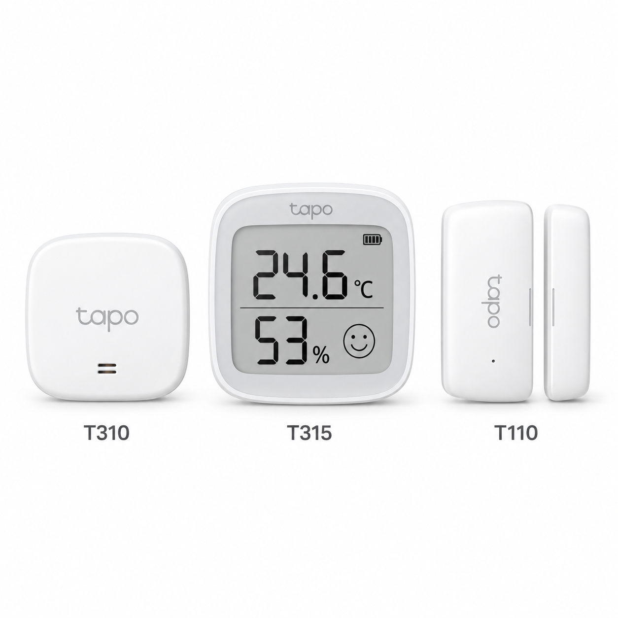 Tapo Smart Home Sensors – T110 Contact Sensor / T310 Temperature & Humidity Sensor / T315 Temperature & Humidity Monitor with E-Ink Display | Tapo Hub Required