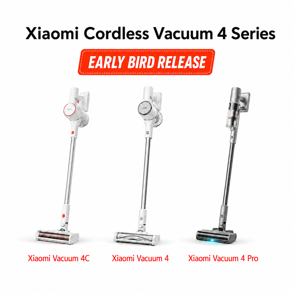 [EARLY BIRD SPECIAL PRICE] Xiaomi Mijia Cordless Stick Vacuum Cleaner 4 / 4C / 4 Pro Up to 230AW Suction | Blue Light Dust Detection |