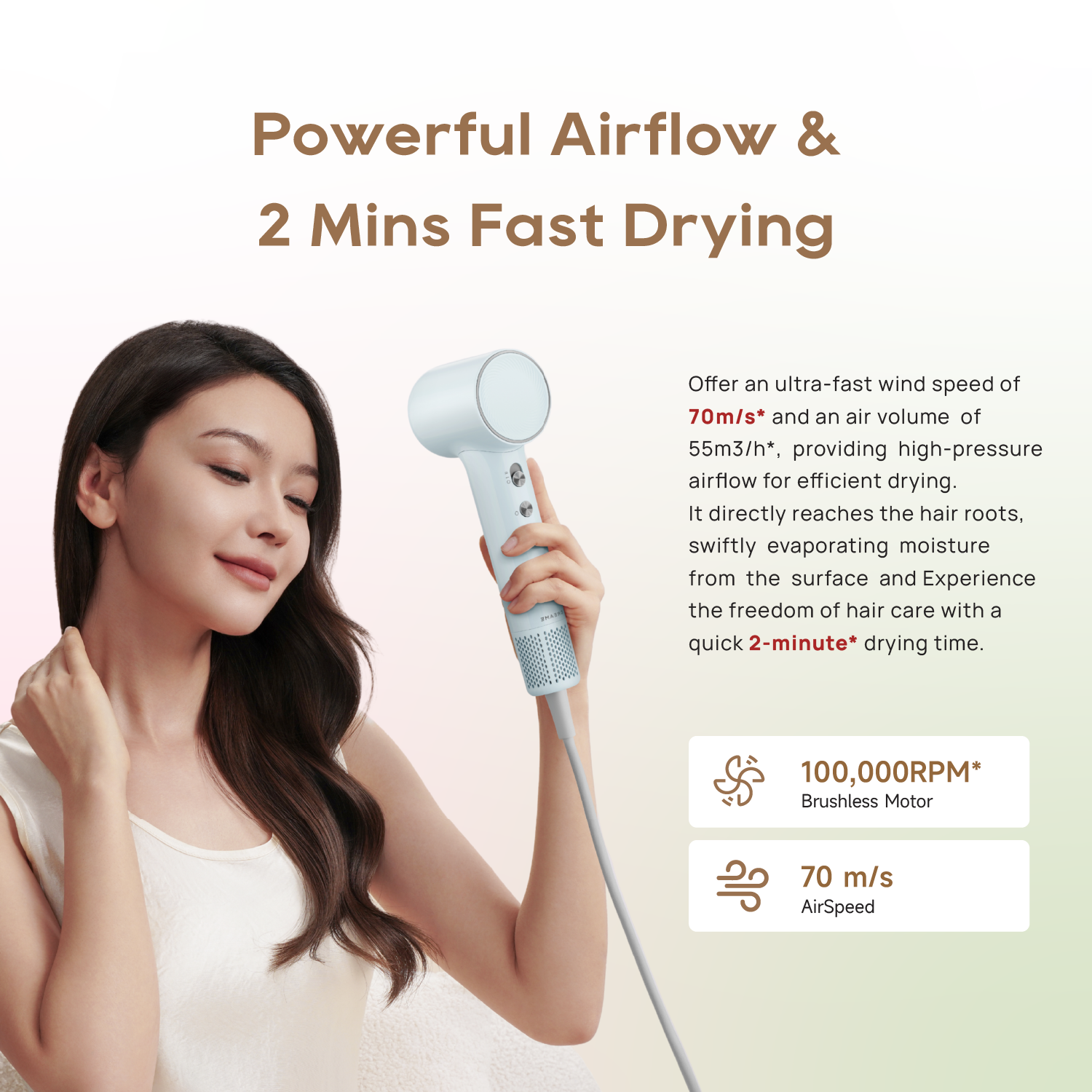 【GRAND LAUNCH】Dreame Mini Hair Dryer | 270g Lightweight | 200 million Negative Ion | 5 Temperature Levels and 2 Airflow Speed Modes