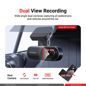DDPAI Mola N3 Pro Front and Rear 1600P HD Vehicle Drive Auto Video DVR GPS Dash Cam