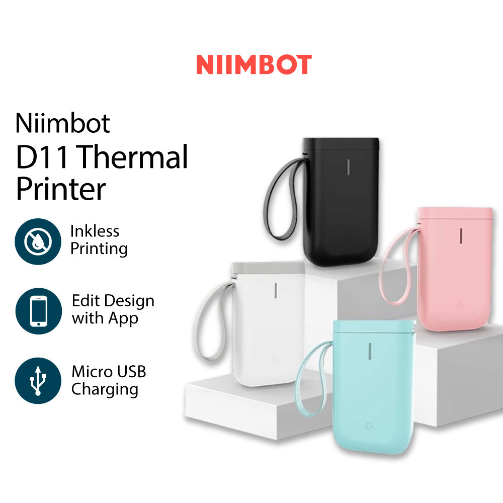 Niimbot D11 Label Printer Pocket Portable Rechargeable Inkless Thermal Label Maker APP Design & Print