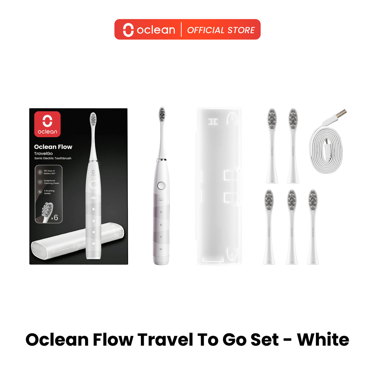 [LATEST RELEASE] Oclean Flow Bundle Electric Sonic Toothbrush 5 Modes 180 days Battery 6 brush heads with carry case