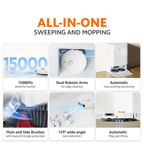 Xiaomi Smart Robot Vacuum H50 / H50 Pro | 15000Pa Powerful Suction | Auto Mop Wash & Dry | Smart Laser Navigation | Mi H