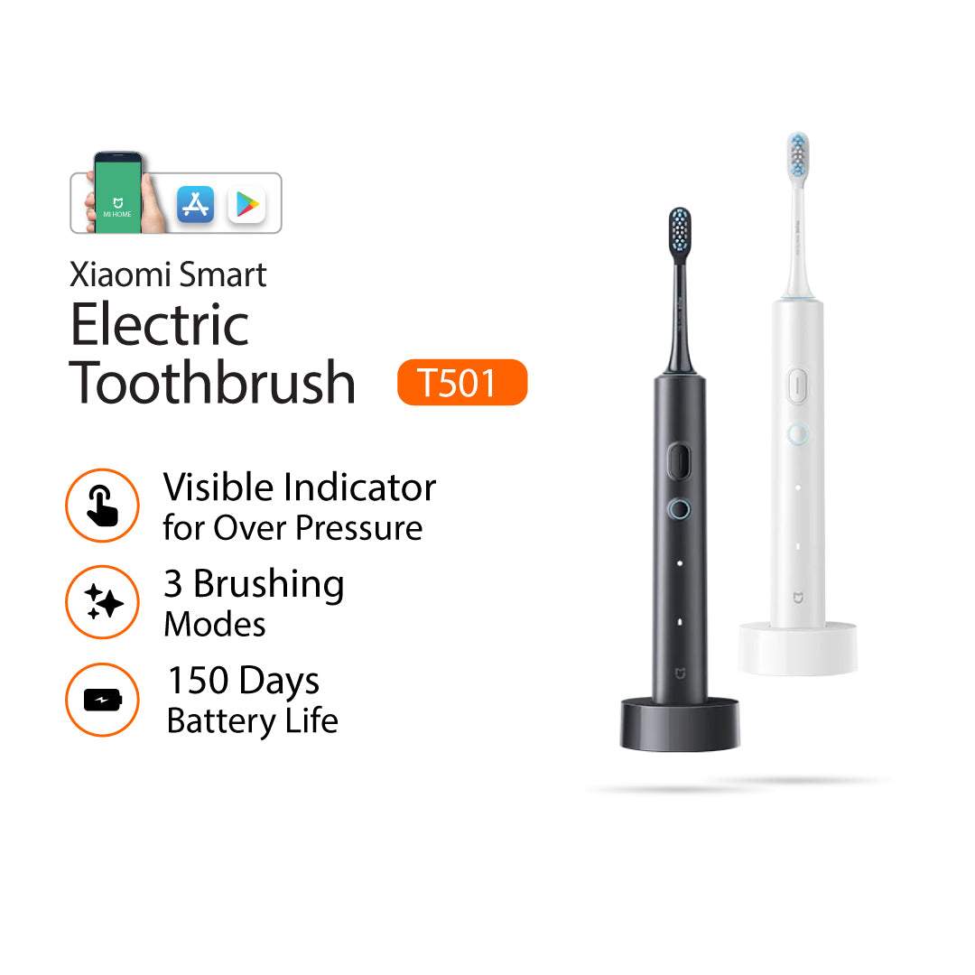 Xiaomi Smart T501 Electric Smart Oral Toothbrush 150 Days Battery Over Pressure Indicator AI Mode White / Grey