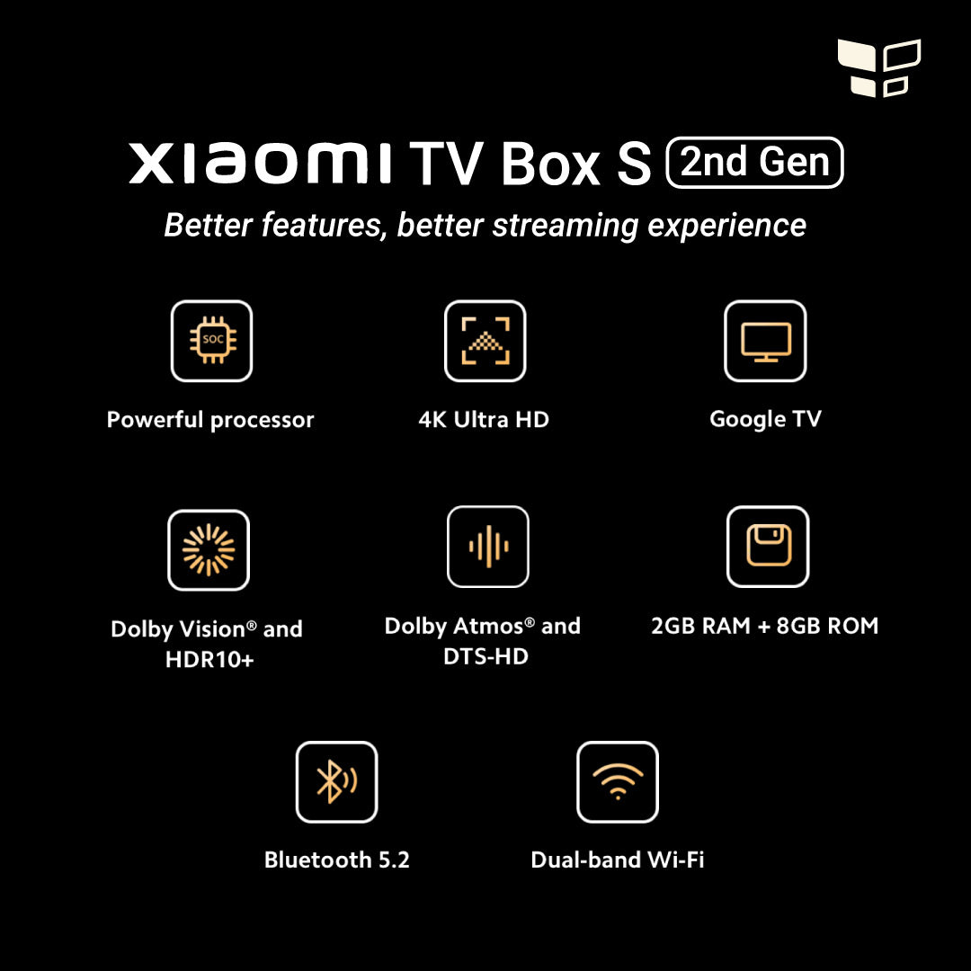 Xiaomi TV Box S (2nd Gen) 4K Ultra HD 2GB/8GB Google TV - Black