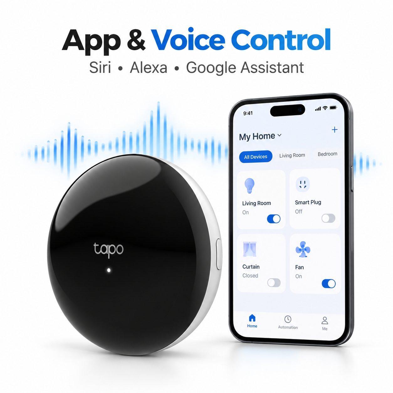 Tapo H110 Smart IR & IoT Hub | All-in-One Universal Remote for Aircon, TV & Fans | Matter Certified | Works with Siri, Alexa & Google