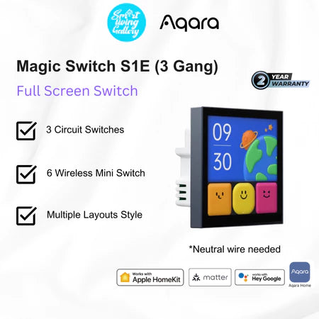 [GLOBAL] Aqara S1E Magic Switch w Smart Touch Screen Panel, Apple Homekit, Wall & Light Switches [Require Neutral Wire]