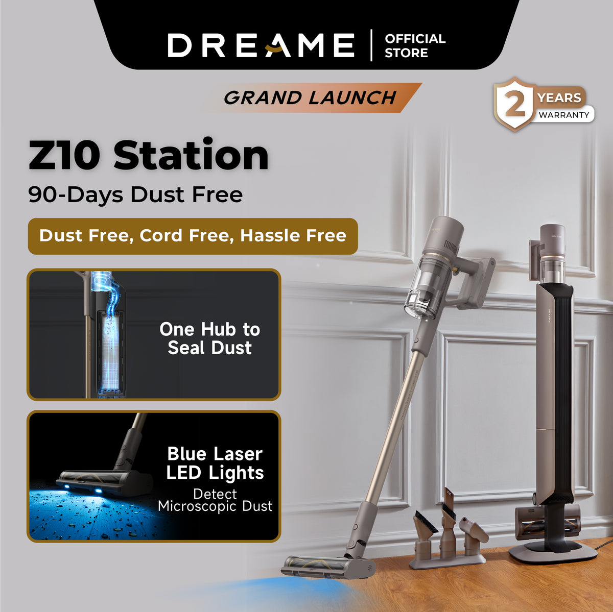 【NEW】Dreame Z10 Station Auto Empty Base Station Cordless Vacuum Cleaner | 90 Days Dust Collect | Detect Microscopic Dust