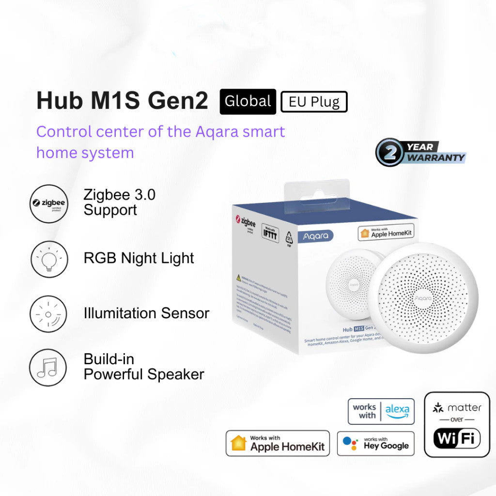 AQARA M1S Gen 2 Hub Smart Home Bridge for Alarm System 2.4 GHz Wi-Fi Required Remote Monitor and Control Home Automation