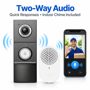 Tapo D235 2K 5MP Video Doorbell Camera with Chime | 180° Head-to-Toe View | Battery or Hardwired | Colour Night Vision | Smart AI Detection
