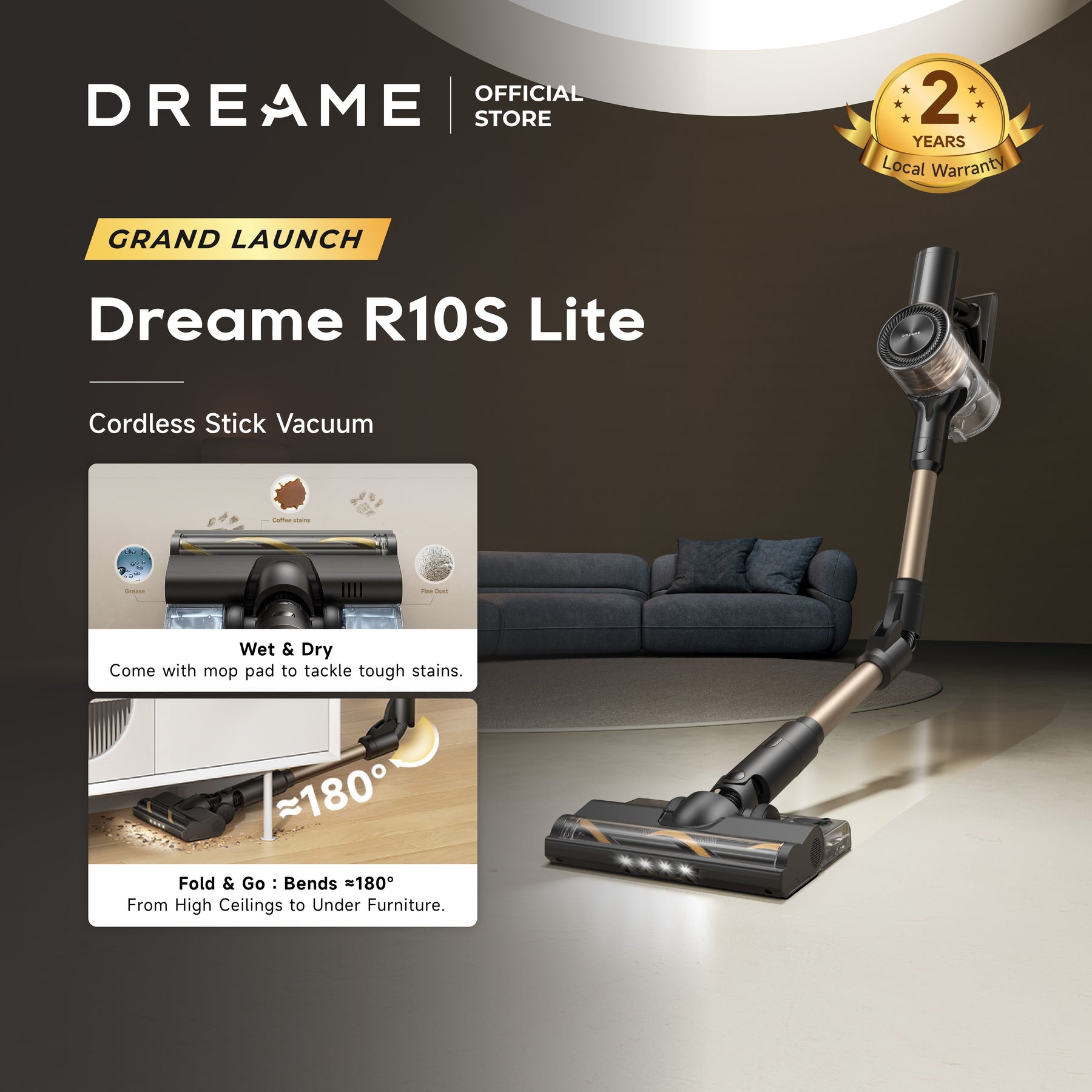 Dreame R10S Lite Cordless Stick Vacuum
