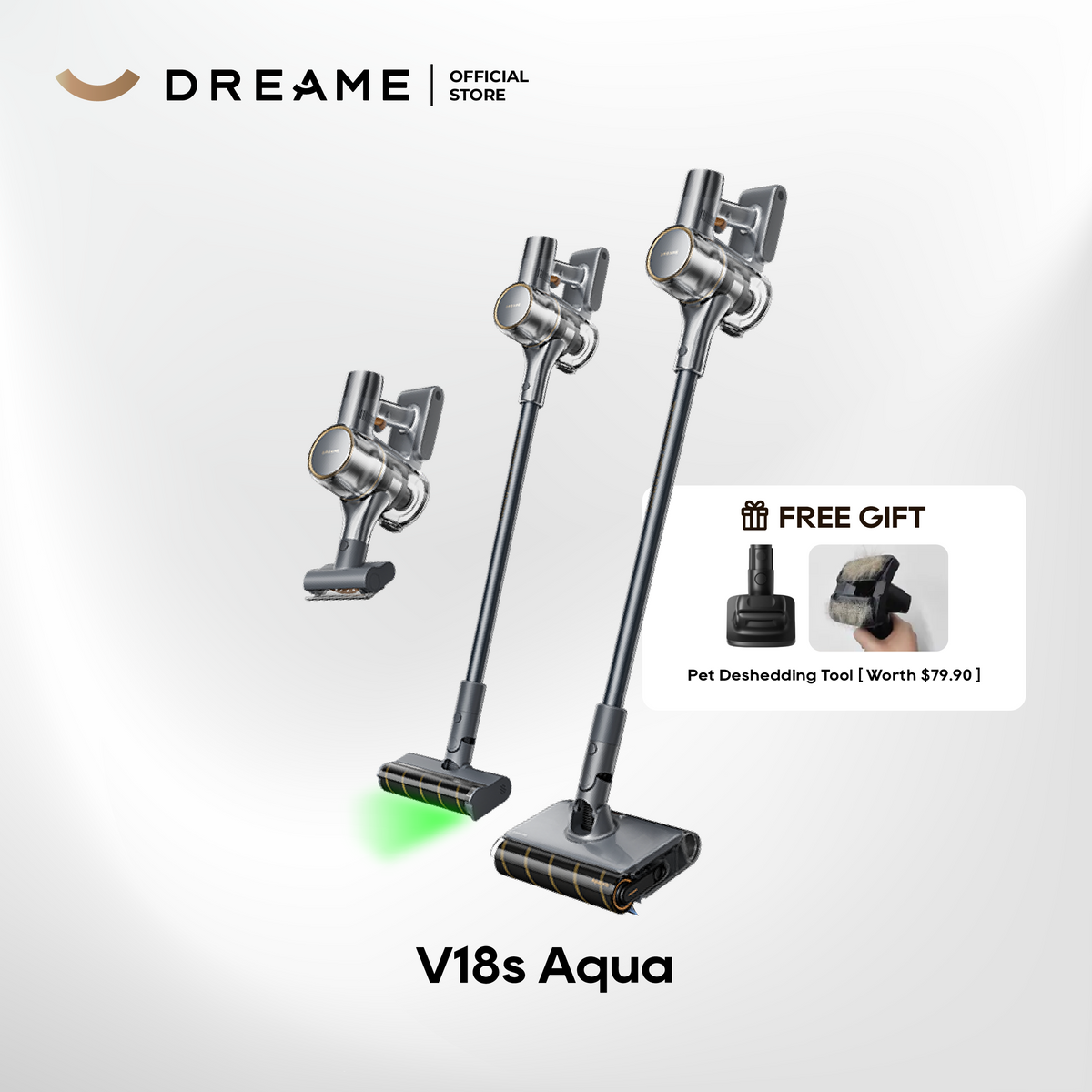 【GRAND LAUNCH】Dreame V18S Aqua Cordless Wet & Dry Vacuum | Wet Roller Washes Floor | Green Light Detect Microscopic Dust