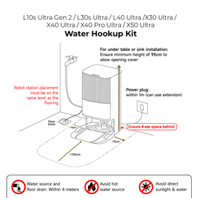 Dreame Water Hookup Kit for L10s Ultra Gen 2 / L40 Ultra / X30 & X40 Ultra / X50 Ultra / X40 Pro Ultra | Auto Water Refill & Drain