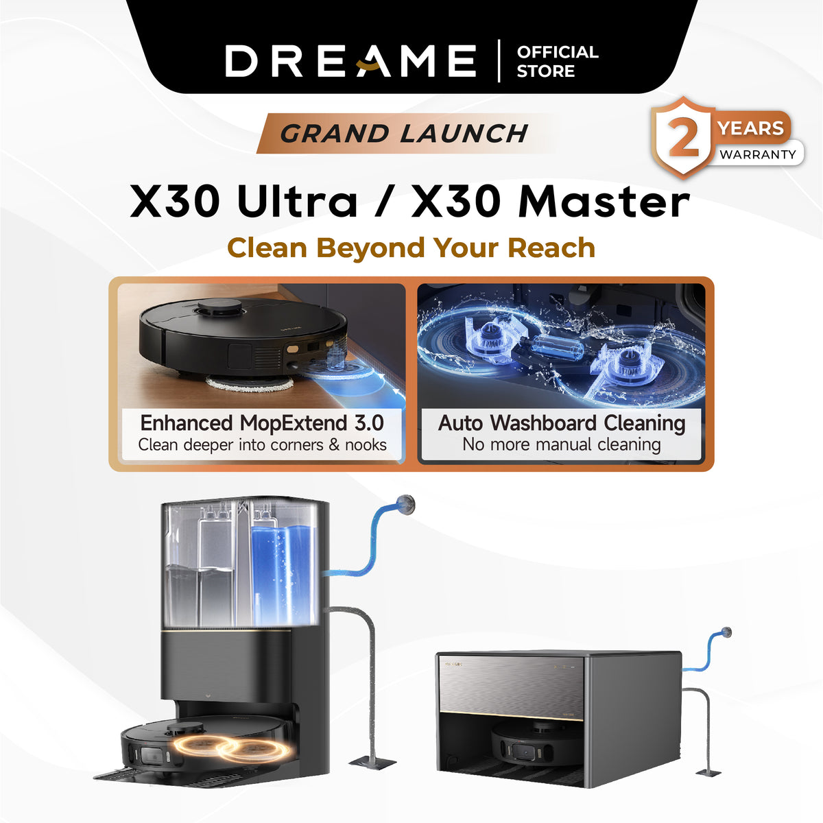 【GRAND LAUNCH】Dreame X30 Ultra / X30 Master Robot Vacuum | Enhanced MopExtend 3 | Washboard Self-Cleaning | 60° Hot Wash