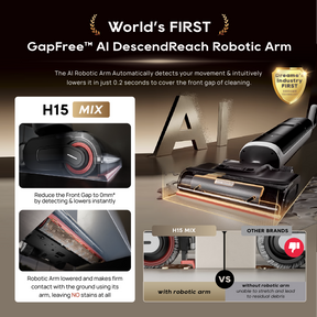 【GRAND LAUNCH】Dreame H15 Mix Wet and Dry Cordless Vacuum Cleaner | 6-IN-1 Versatile Vacuum | GapFree™AIDescendReachRoboticArm | TangleCut™2.0ResilientScraper