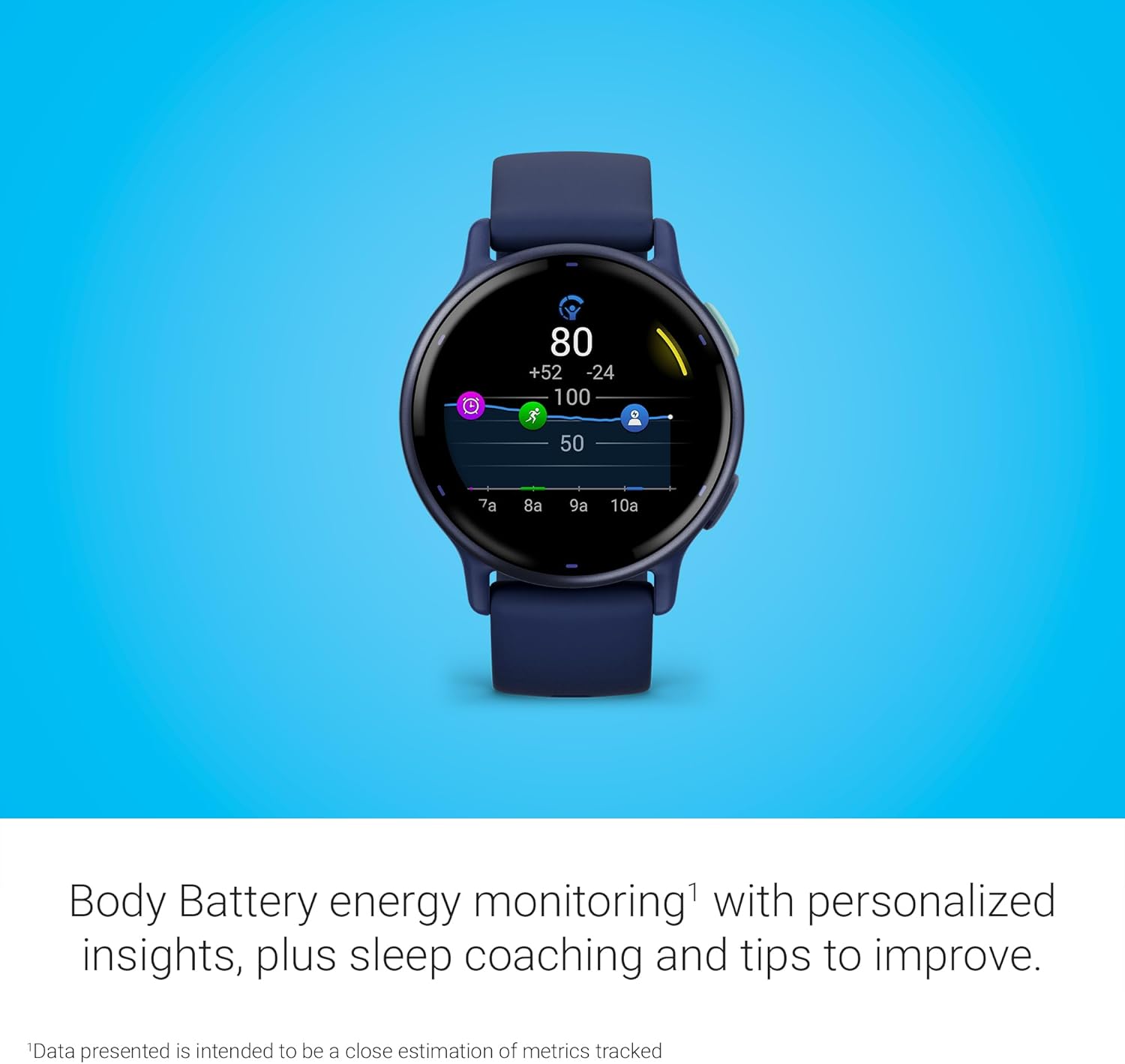 Garmin voactive 5, Health and Fitness GPS Smartwatch, AMOLED Display, Up to 11 Days of Battery, Black / Blue