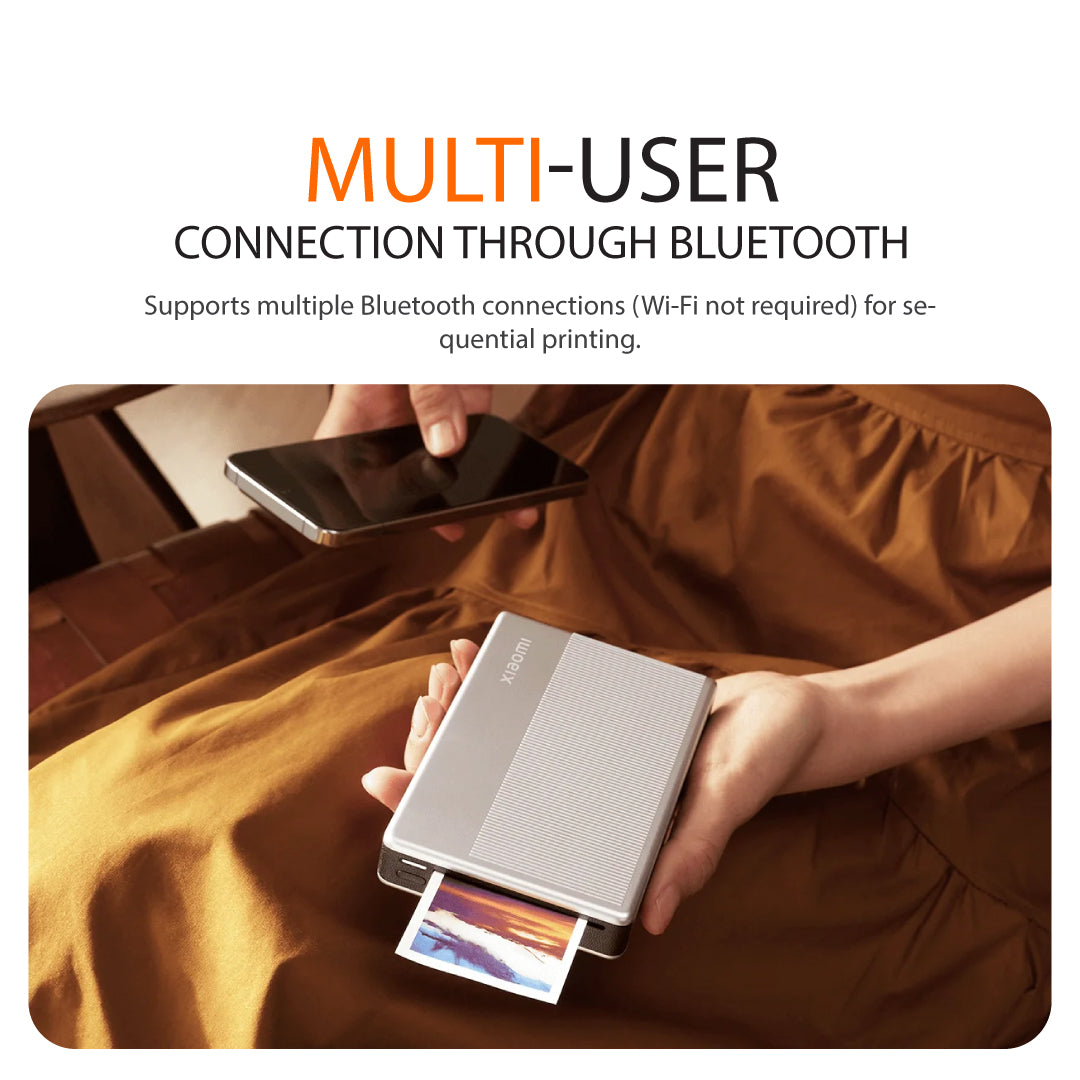 Xiaomi 1S Portable Photo Printer Compact Inkless Print Bluetooth 3 Users Zink Technology Xiaomi Home USB C Charging