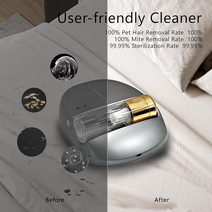 [WORLD FIRST] Creatulize X1 Robot Bed Vacuum Dust Mite Cleaner 15000 Osciliations / Min 14AW SuctionObstacles Avoidance  Grey  UV Sterilization / White