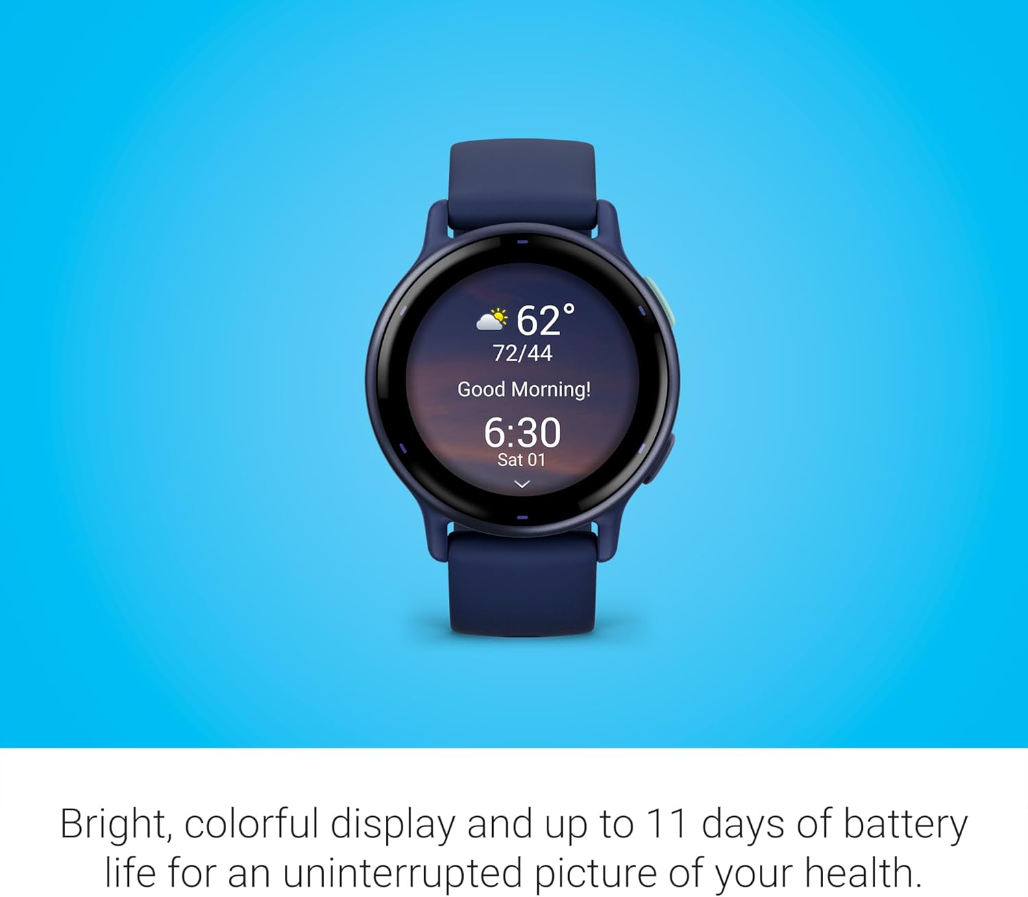 Garmin voactive 5, Health and Fitness GPS Smartwatch, AMOLED Display, Up to 11 Days of Battery, Black / Blue