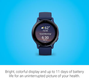 Garmin voactive 5, Health and Fitness GPS Smartwatch, AMOLED Display, Up to 11 Days of Battery, Black / Blue