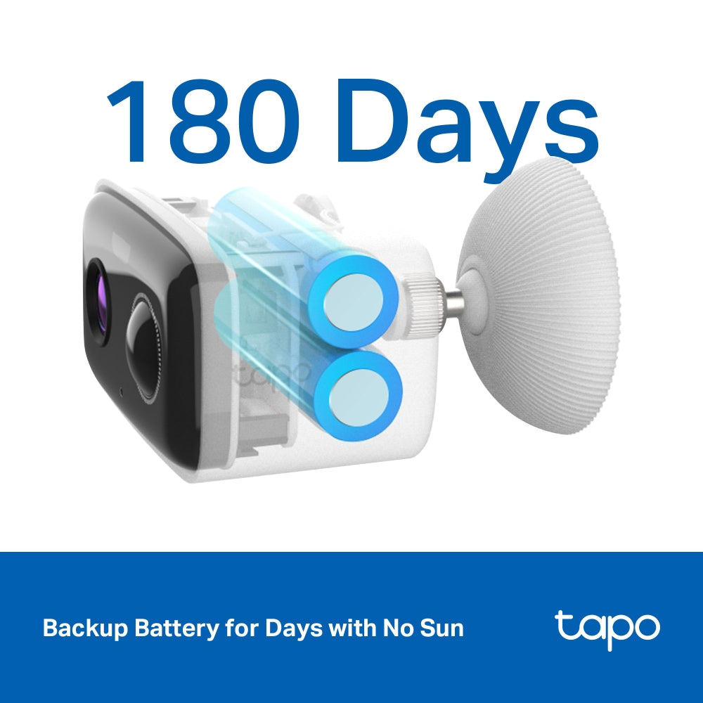 Tapo TC80 1080P Wire-Free Outdoor Security Camera | Up to 180-Day Battery | Colour Night Vision | Free AI Person Detection | IP65 Weatherproof