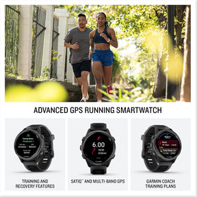 Garmin® Forerunner® 570, 42mm, Advanced GPS Running and Triathlon Smartwatch, AMOLED Display, Training and Recovery Features, Slate Gray Aluminum with Translucent Black/ Blue / Mango 42MM