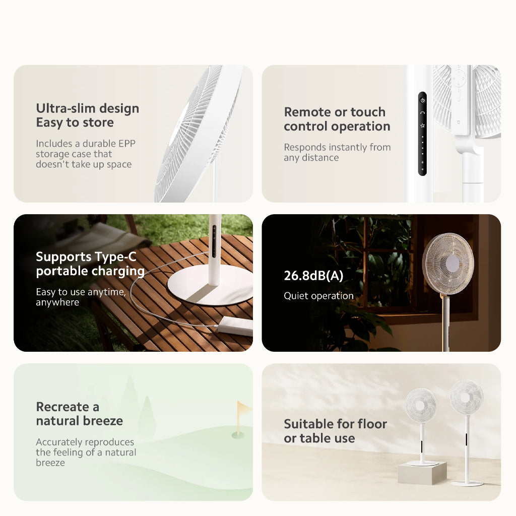 Xiaomi Mijia Smart Standing Fan Pro Slim | DC Inverter Silent Floor Fan with Remote | 26.8dB Quiet | 1 Yr Warranty