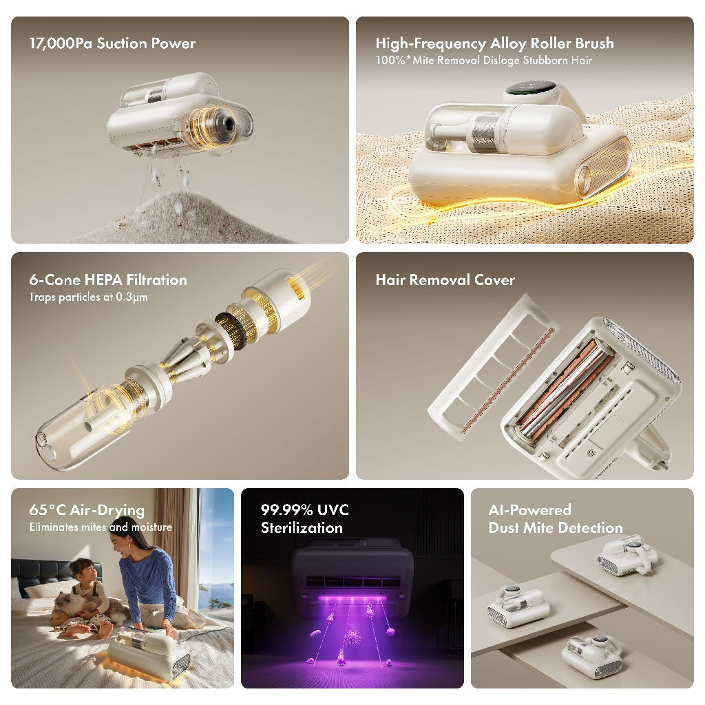 【NEW LAUNCH】MOVA Q30 Dust Mite Vacuum Cleaner | 100% Mite Removal | 6 Cone Layer HEPA Filtration