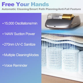 [WORLD FIRST] Creatulize X1 Robot Bed Vacuum Dust Mite Cleaner 15000 Osciliations / Min 14AW SuctionObstacles Avoidance  Grey  UV Sterilization / White