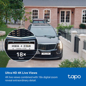 Tapo C465 4K 8MP Solar-Powered Outdoor Security Camera | Built-in Solar Panel | Up to 180-Day Battery | Starlight Colour Night Vision | Free Local AI Detection | IP65