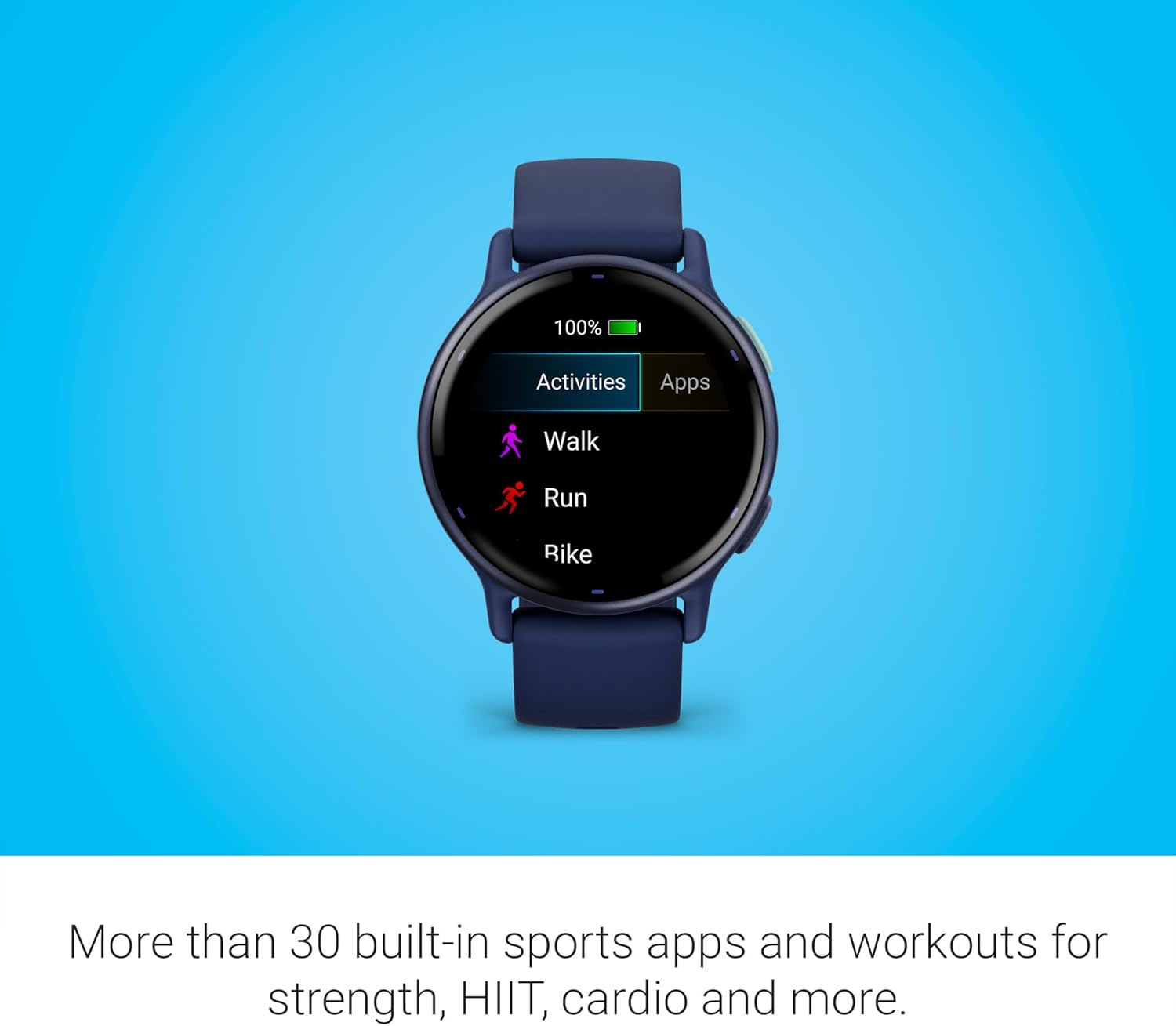 Garmin voactive 5, Health and Fitness GPS Smartwatch, AMOLED Display, Up to 11 Days of Battery, Black / Blue