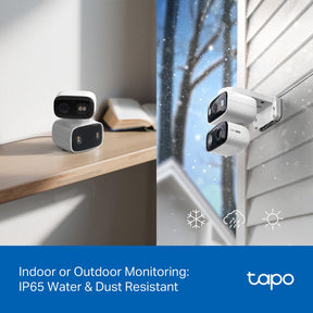 Tapo TC34 2K Dual-Lens Pan/Tilt Indoor & Outdoor Security Camera | 125° Wide + 6mm Telephoto | Smart Tracking | Colour Night Vision | Free AI Detection | IP65