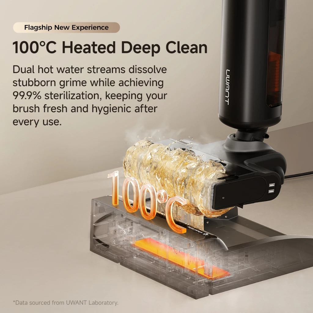 Uwant D600 Cordless Wet & Dry Vacuum Mop | 23,000Pa Suction | 180° Lay-Flat | 100°C Hot Water Self-Cleaning + Hot Air Drying | PushDock Base | 50-Min Runtime