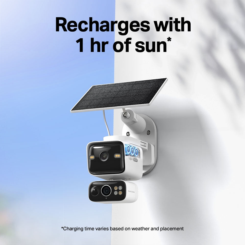 Tapo C645D Kit Solar-Powered 2K Dual-Lens Pan/Tilt Outdoor Security Camera | 165° Wide + 4.9× Telephoto Zoom | 360° Smart Tracking | Colour Night Vision | IP65