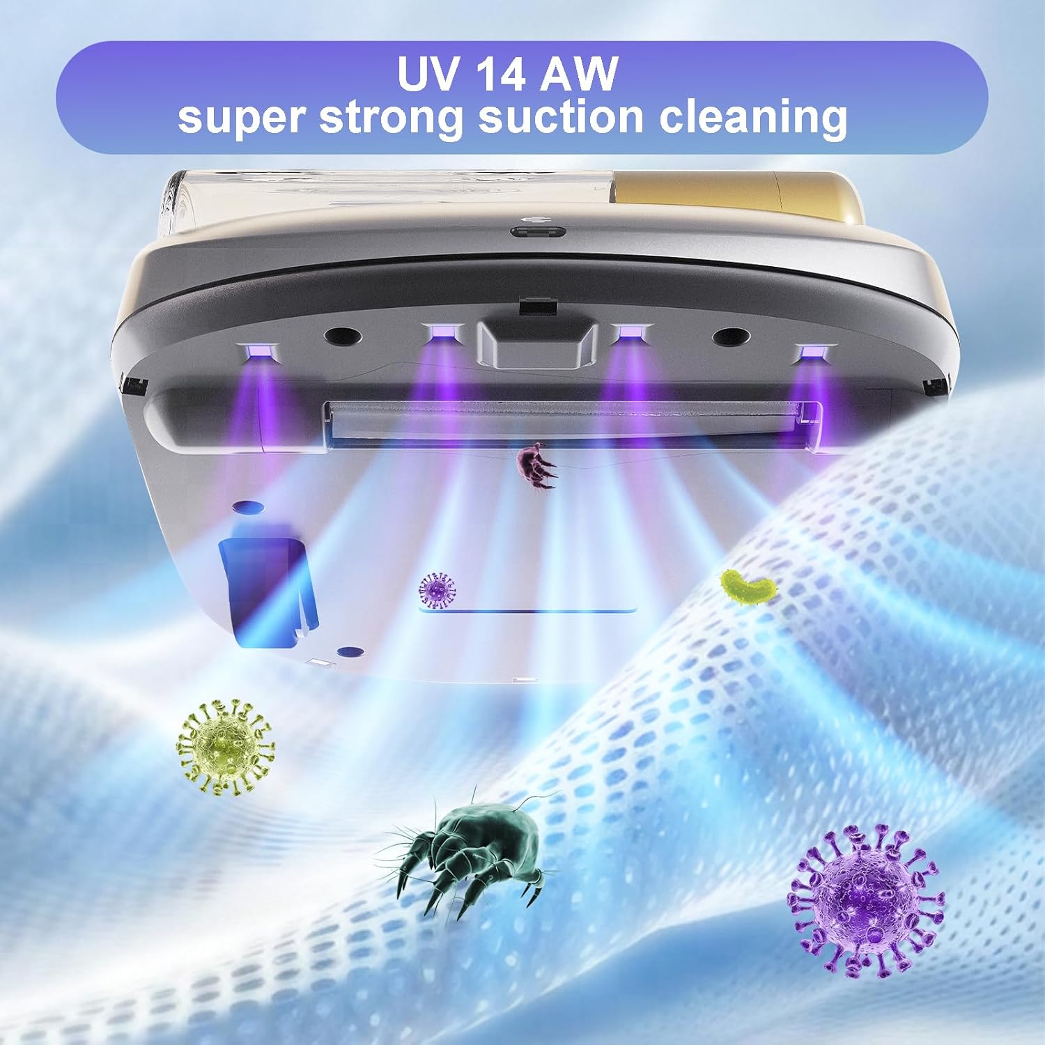 [WORLD FIRST] Creatulize X1 Robot Bed Vacuum Dust Mite Cleaner 15000 Osciliations / Min 14AW SuctionObstacles Avoidance  Grey  UV Sterilization / White