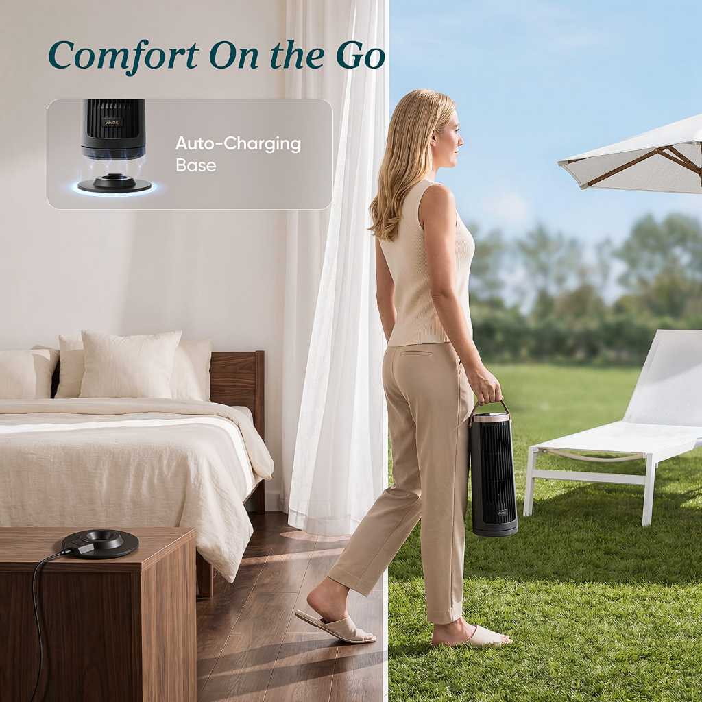 [LATEST] Levoit Windi Mini / Mini Pro Cordless Lightweight Portable Tower Fan | DC Motor | Long Battery Life | 20dB