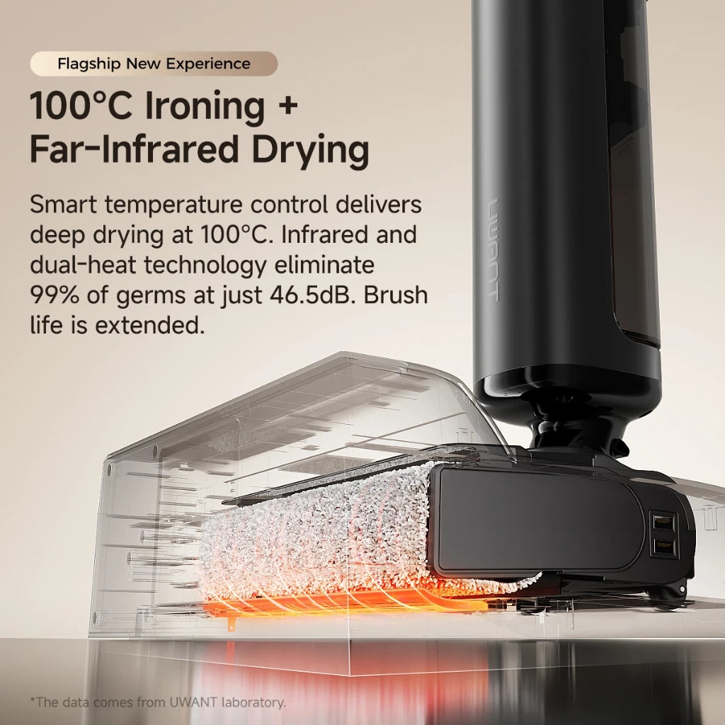 Uwant D600 Cordless Wet & Dry Vacuum Mop | 23,000Pa Suction | 180° Lay-Flat | 100°C Hot Water Self-Cleaning + Hot Air Drying | PushDock Base | 50-Min Runtime